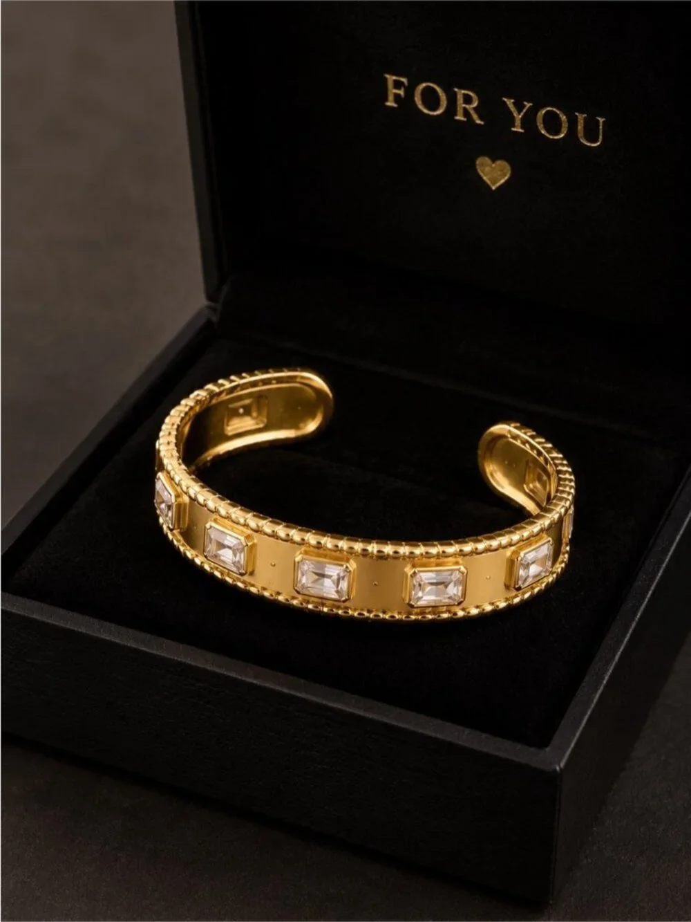 Gold plated Crystal-Trim Bangle Bracelet